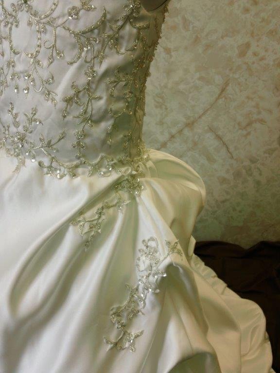 embroidered flower girl dress with waterfall train